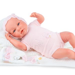 MUÑECA BEBÉ REBORN 45 CM. ANE CON TOQUILLA Y ACCESORIOS