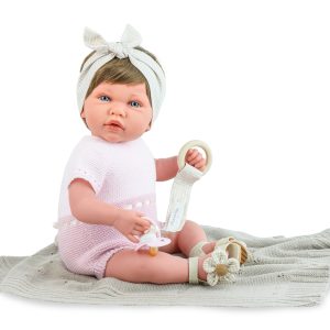 Muñeca Bebé Reborn 45 cm Ane Vichy Flower con Toquilla y Accesorios.